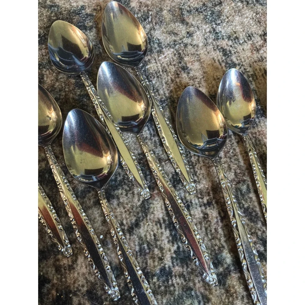 Vintage Ornate Scroll Japan Stainless Flatware Set 37pc Silver Silverware